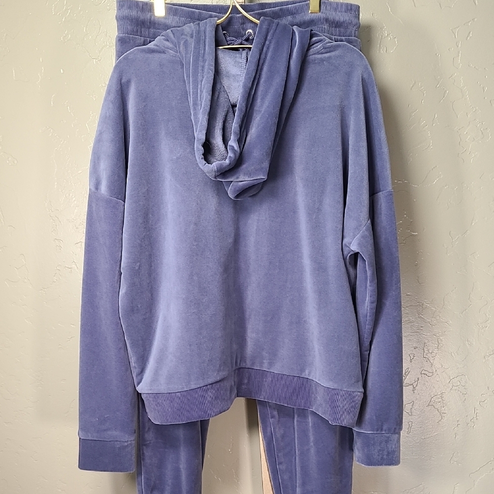 Bebe Sport Lavender Gray Velour Hoodie and Joggers Set Large - Picture 7 of 16